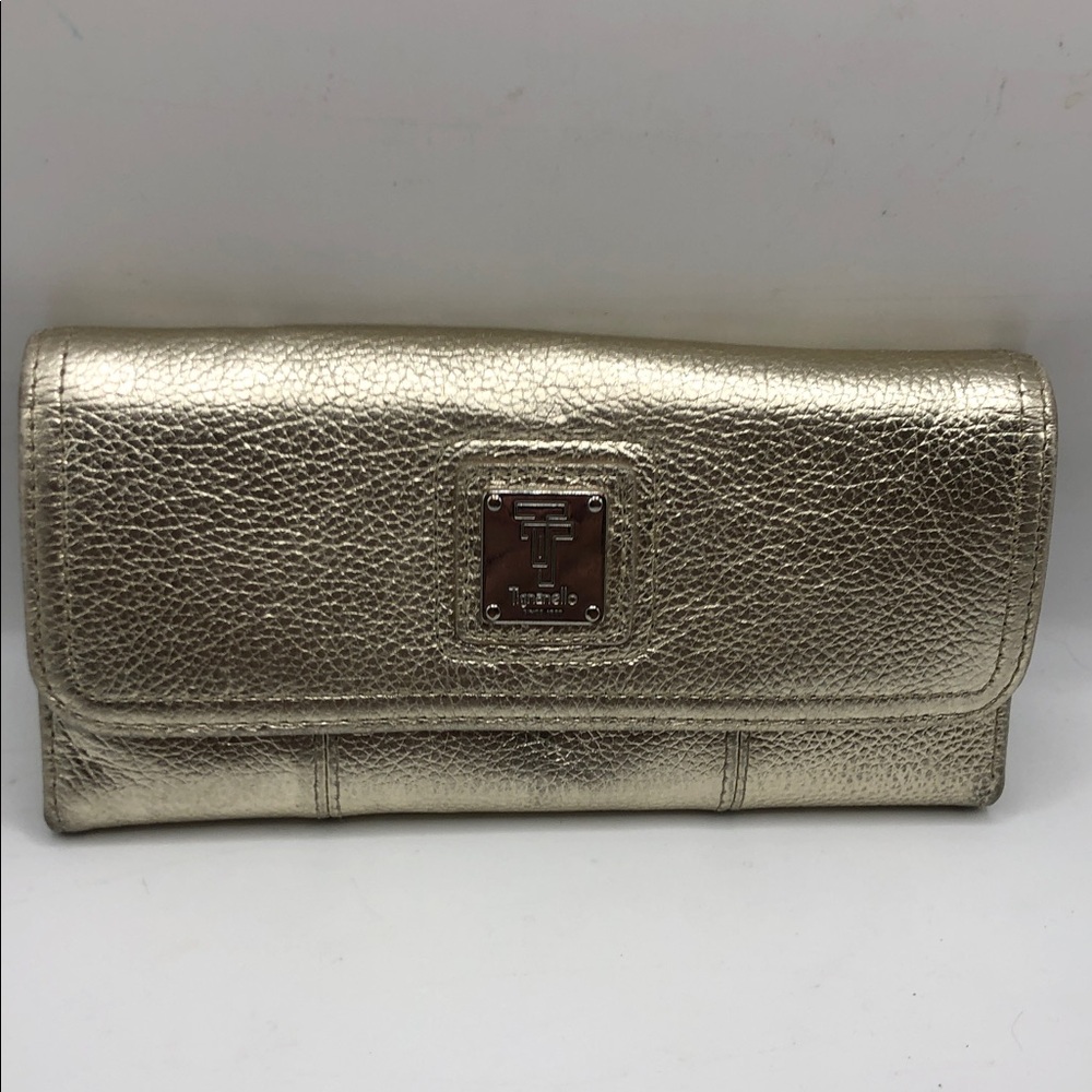 Tignanello Genuine Leather Gold Tri Fold Wallet